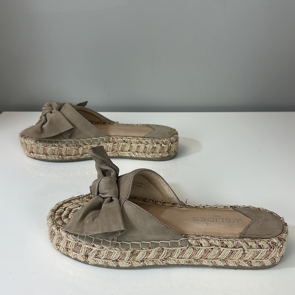 J/Slides Ritsy Taupe Bow Espadrille Platform Sandals Size 8.5 - Picture 4 of 16